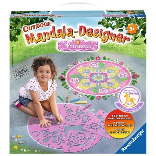 Jeu créatif - RAVENSBURGER - Mandala Designer Princesse - Pochoir d'extérieur - Multicolore - A partir de 3 ans