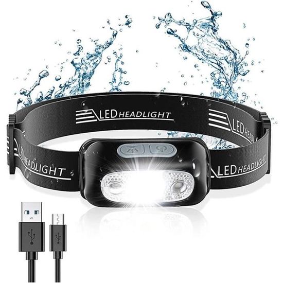 Lampe Frontale Led Rechargeable, Légère, Étanche Pour Camping, Cyclisme, Course À Pied, Pêche