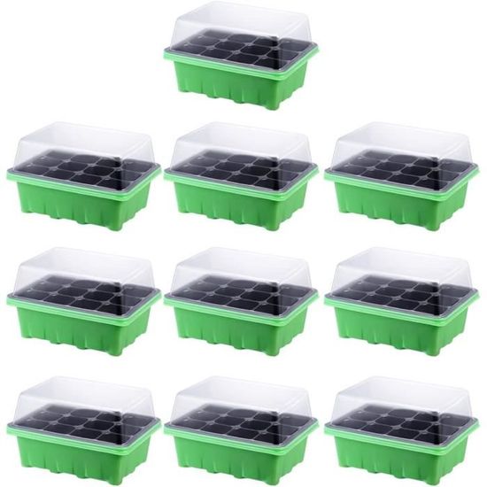 Serre Pour Semis - Lot De 10 - Avec Dôme D'humidité Et Bac De Récupération - Réutilisable - DtopbuyAge - Gamm Vert