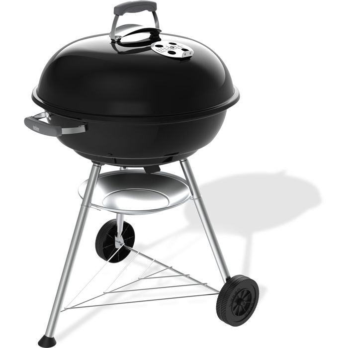 Barbecue à charbon - Weber - Compact Kettle - Ø57 cm - Acier émaillé - Clapet daération - 9 couverts  - Noir