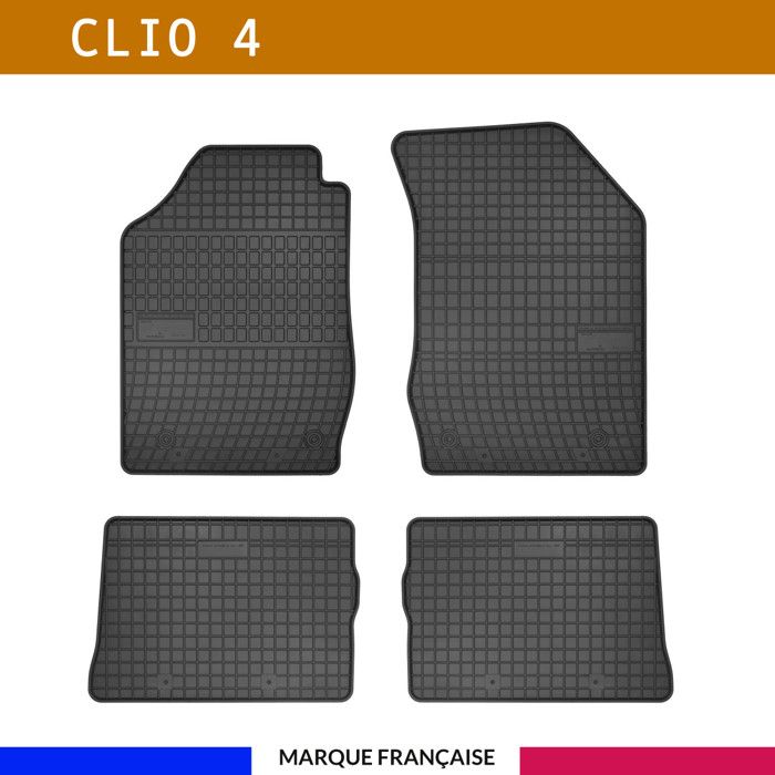 Tapis de voiture - Sur Mesure pour CLIO 4 (2012 - 2019) - 4 pièces - Tapis de sol antidérapant pour automobile - Souple