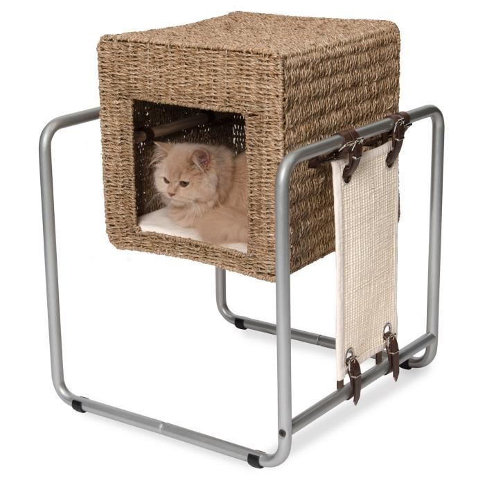VESPER Meuble à chat V-Cube - Jonc de mer