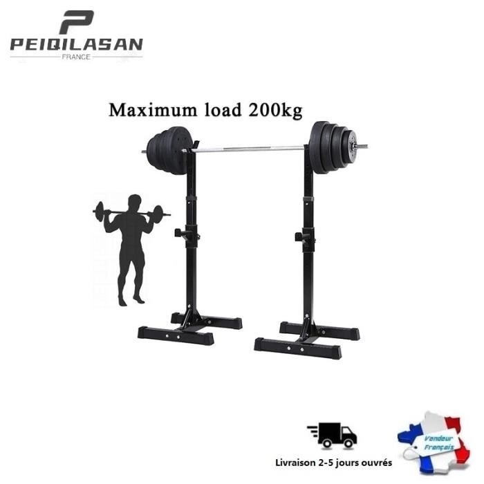 Supports de Squat, Rack à exercice Fitness, Paire de Supports Réglable en acier massif Capacité max.150 kg ( haltère non inclu)