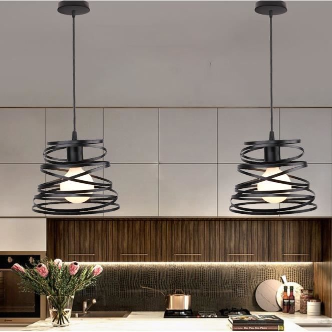 MOGOD 2Pcs Lustre Suspension Réglable design Vintage Cage en Fer Lampe Luminaire Rétro E27 pour Salon Bureau Bar