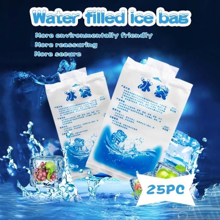 Pochettes réutilisables de refroidisseur de glace de gel de 25 pièces pour les poches froides de refroidisseur de pique-nique de
