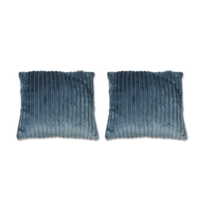 Lot de 2 coussins bleus texturés velours - Boreal