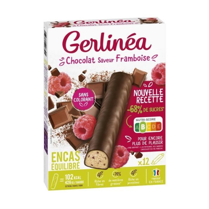 GERLINÉA - Barres Framboise Chocolat 372G - Lot De 3