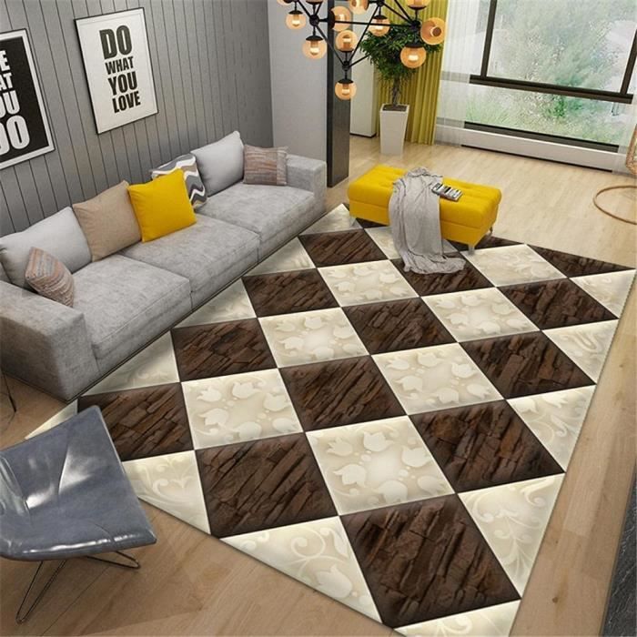 AU-SHTANG paillasson d Entree Interieur Tapis Brun, canapé de Motif Diamant Mode résistant à l'usure Facile787