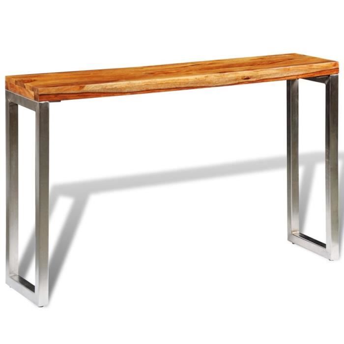 Table Console - style industriel - Table de Bureau - avec pieds en acier Bois★4700