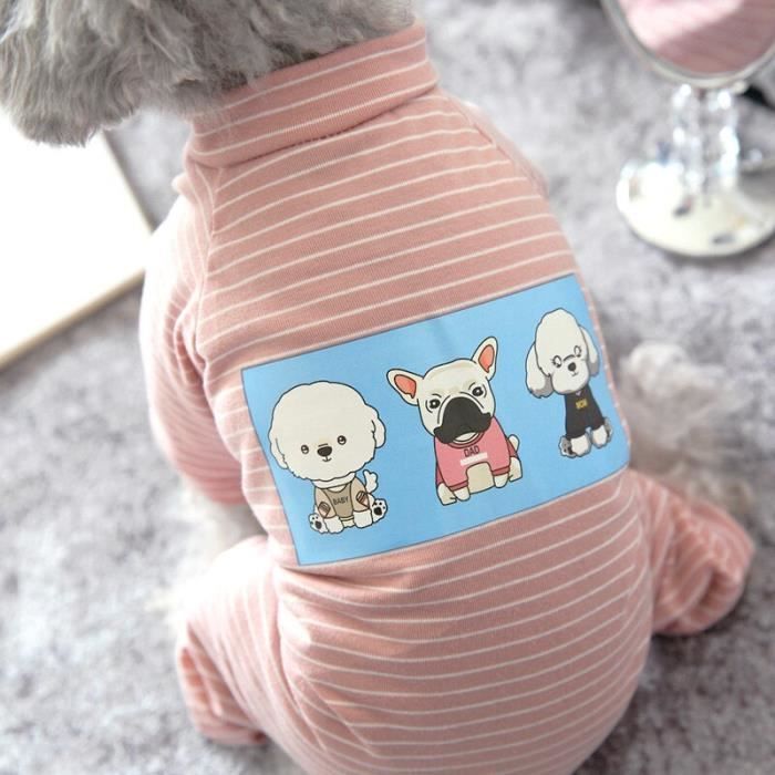 Manteau blouson,Vêtements pour chiens chiens chiens Chihuahua Yorkshire Pyjama, combinaison pour chiens à rayures- Type Rose-L