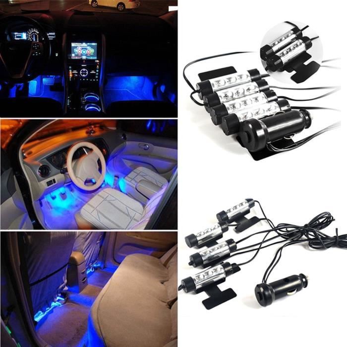 4x3 LED 12V VOIture INTÉRIEUR ATMOSPHÈRE BLEU DE CHARGE DÉCOR DE SOL Lampe Accessoires