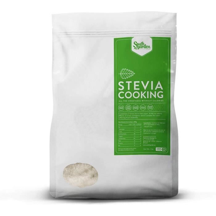 Stevia Bio Edulcorant Naturel en Poudre 1 Kg --0% Kcal - 0% Sucres - Sans gluten - Végétalien - Sans lactose