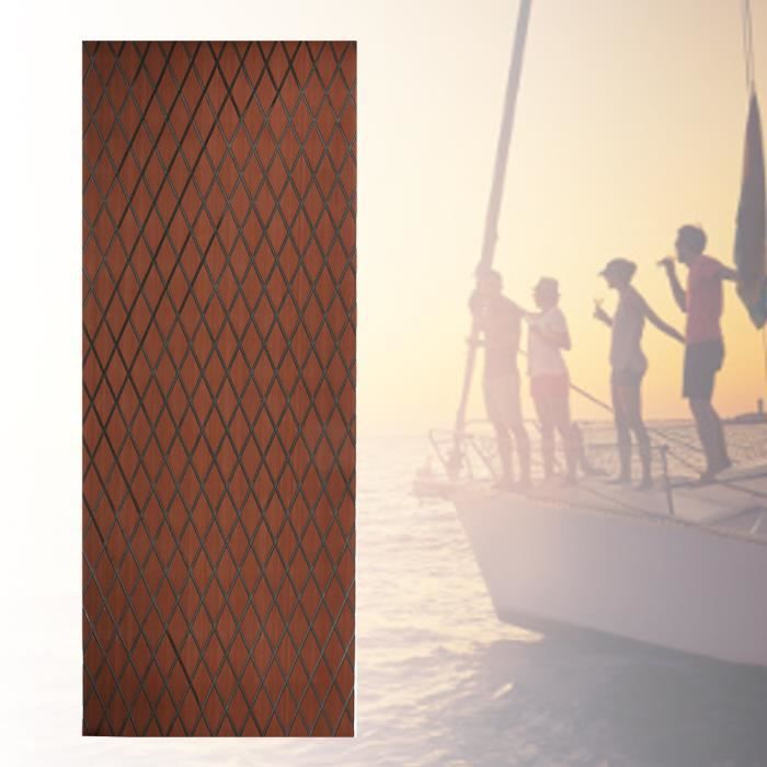 70x190cm Tapis de Sol Marin EVA Tampon Décoratif Auto-Adhésif Antidérapant de Terrasse pour Bateau Yacht(Brun foncé + noir )
