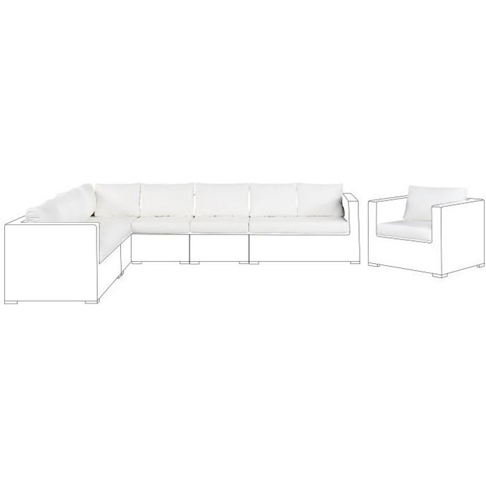 Beliani - Set de housses de coussins blanc crème pour salon de jardin XXL
