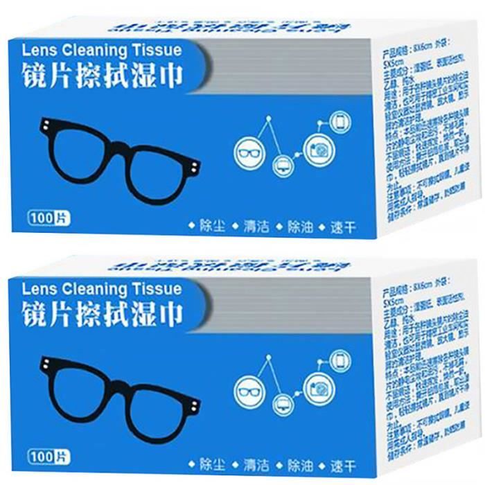 200pcs lunettes lentilles de nettoyage lingettes lunettes de nettoyage chiffon appareil photo lentille écran lingettes humides