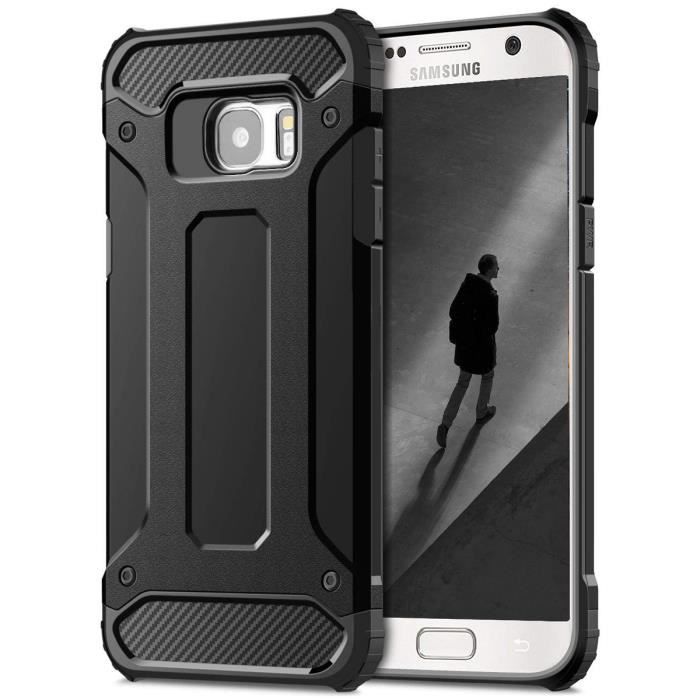 GrandEver Coque Samsung S7 TPU&PC Anti Choc Anti Rayures conception anti-poussière Cas Noir