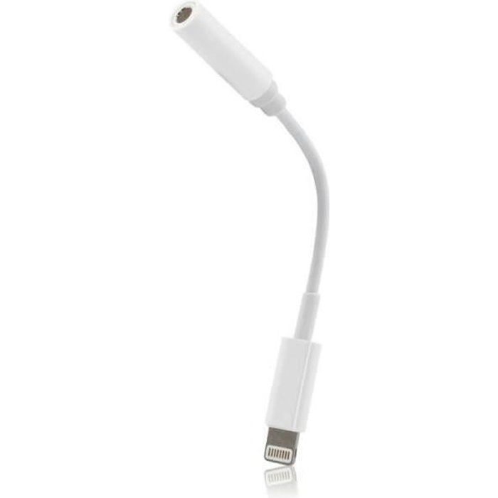 Adaptateur pour embout Lightning vers prise Jack 3,5mm Blanc