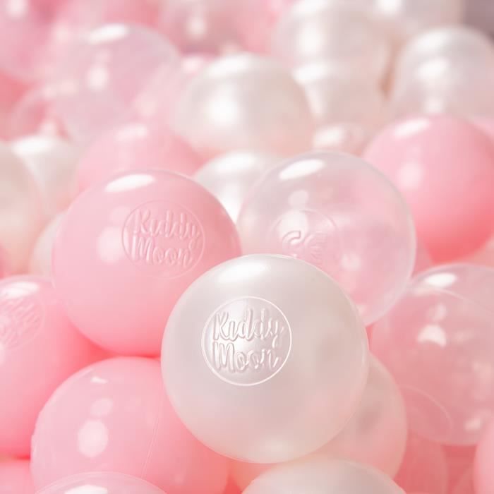 KiddyMoon 100-6Cm ∅ Balles Colorées Plastique Pour Piscine Enfant Bébé Fabriqué En EU, Rose Poudré-Perle-Transparent