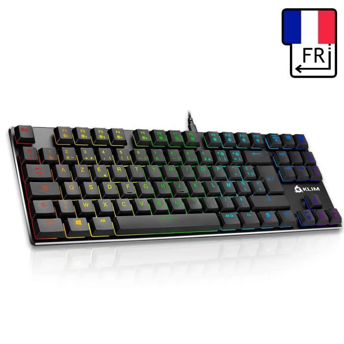 KLIM Dash TKL – Clavier Mécanique TKL avec Switch Red Low Profile pour les Professionnels et Gamers + Rétroéclairage RGB + Structure