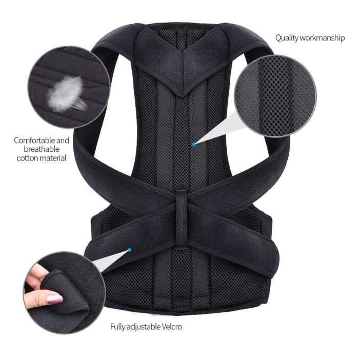 CEINTURE - BOUCLE DE CEINTURE,Nouveau dos taille Posture correcteur réglable adulte Correction ceinture taille - Type Black-S
