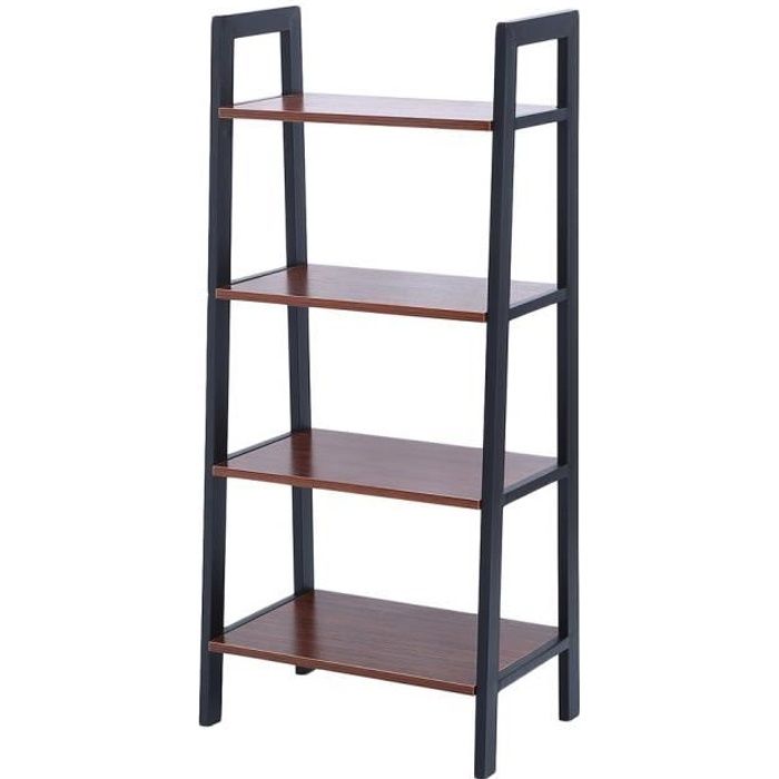 Bibliothèque Étagère Design Industrielle 4 Niveaux Meuble de Rangement - Hauteur 120CM