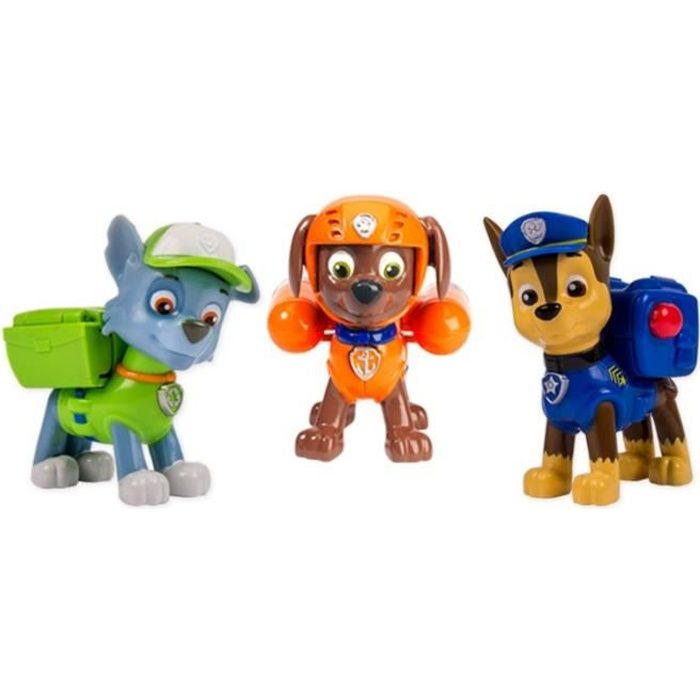 PAT PATROUILLE Pack 3 Figurines Sac à Dos Transformable 2 : Chase, Zuma et Rocky