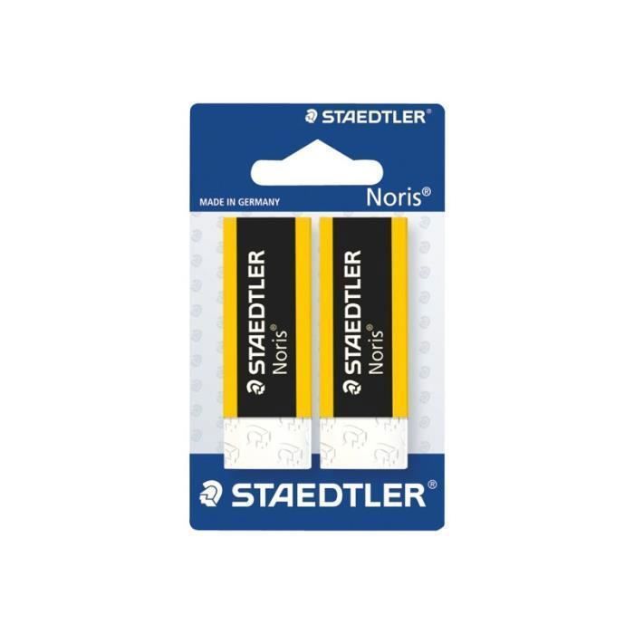 STAEDTLER Noris Gomme 6.5 x 2.3 x 1.3 cm polypropylène jaune, noir (pack de 2)