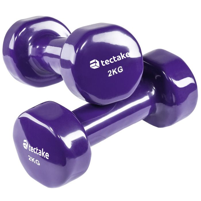 TECTAKE 2 Haltères de Musculation 2 kg en Vinyle Violet