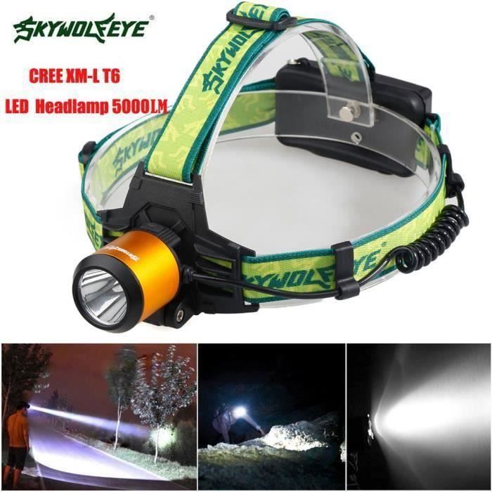 CW05707-5000LM XM-L T6 LED Headlight lampe frontale lampe frontale lampe de poche 18650 RWei724