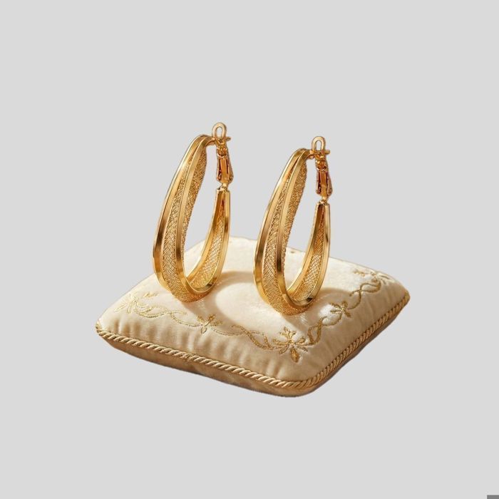 Boucles d' Boucles d'oreilles Twice As Nice en acier inoxydable doré, boucle d'oreille