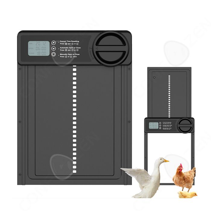 Meilleurs prix pour C Porte poulailler 24.38x33cm porte automatique poulailler anti-pincement intelligent avec ecran LCD capteur de lumière