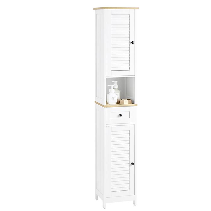 Meuble Colonne de Salle de Bain FRG236-WN SoBuy - avec étagères réglables - L32cmxP30cmxH170cm - Blanc et Nature