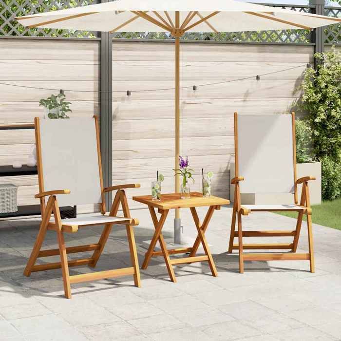 vidaXL Chaises pliables de jardin lot de 2 bois d'acacia et textilène chaise de jardin siège d’extérieur chaise de 4008421