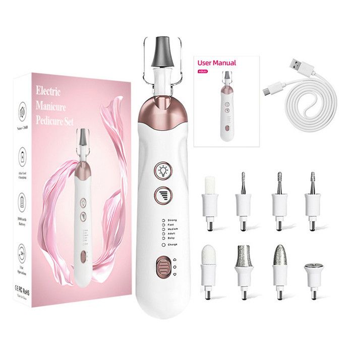 Ponceuse à ongles ponceuse électrique portable outil de soin des mains et des pieds à 5 vitesses pour callosités ongles épais