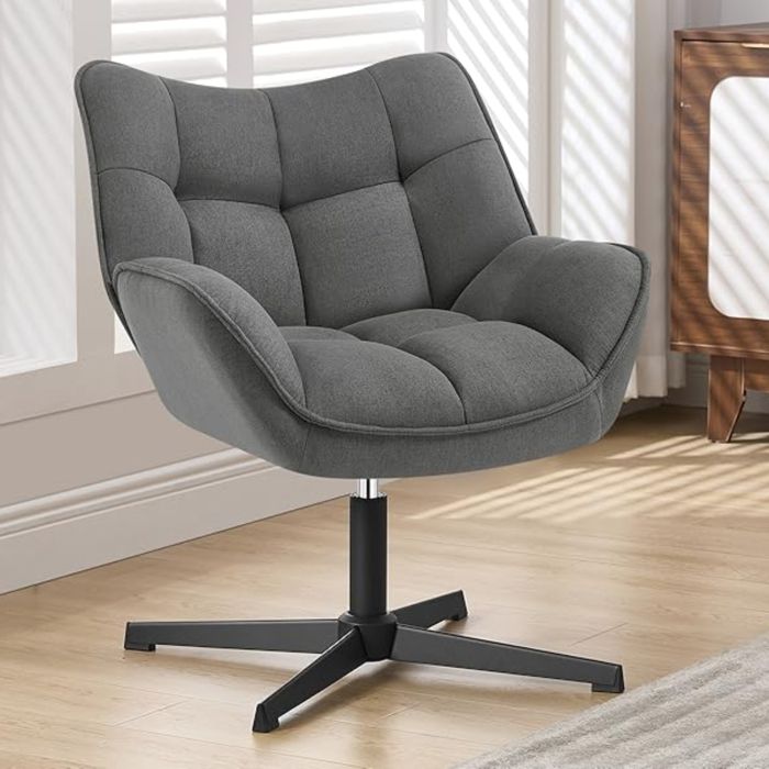 Fauteuil de bureau, chaise pivotante à roulettes avec pieds dorés, velours, hauteur réglable, pour salon, bureau, marron | Leroy Merlin