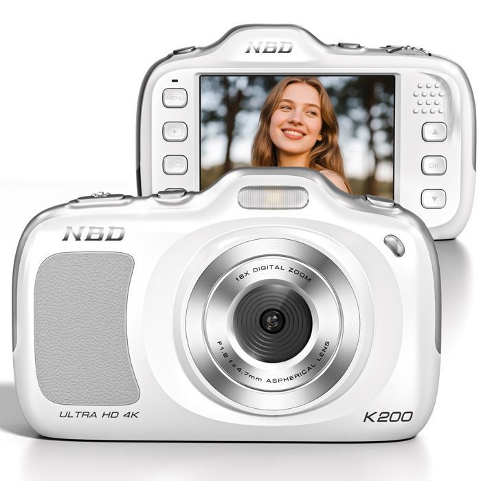 Appareil photo numérique 4K 64 MP pour la photographie avec autofocus zoom 16x design compact inclut une carte SD 32 GoBlanc