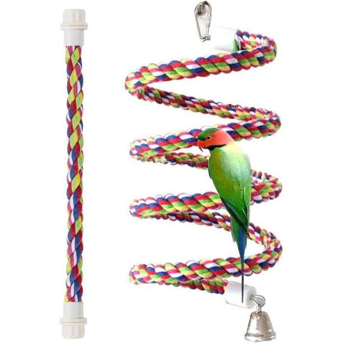 Meilleurs prix pour Ensemble de perchoirs à corde et de jouets en spirale pour oiseaux taille double (109 cm et 358 cm) pour perruches calopsittes