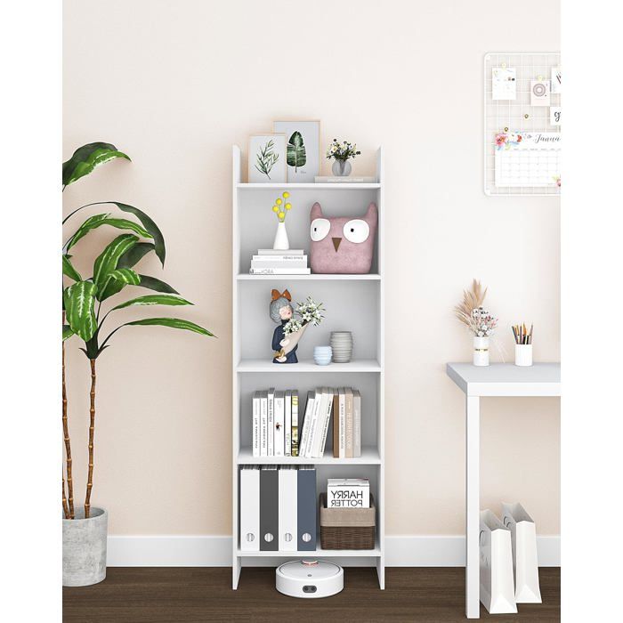 Bibliothèque Étagère de Rangement 5 Niveaux Meuble Cube pour Salon Bureau Chambre Style Scandinave 24 x 50 x 140 cm Blanc