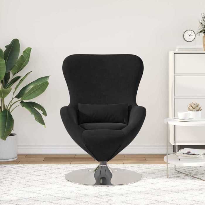CLARENCE® Fauteuil simple - Chaise-Canapé - pour salon/chambre/bureau - Noir 63x73x90 cm Velours LV5324