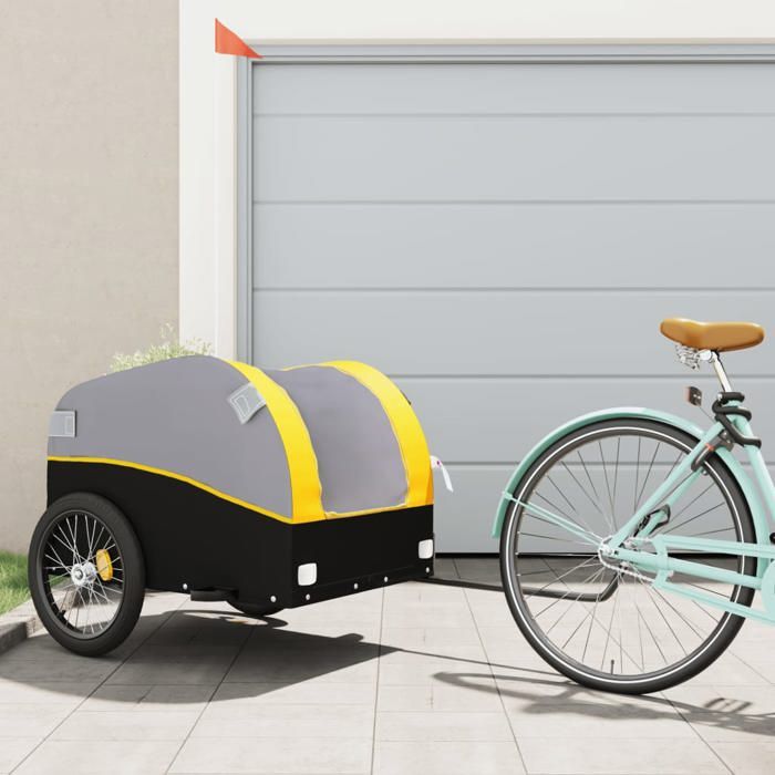 vidaXL Remorque à Vélo Noir et Rouge 45 kg Fer