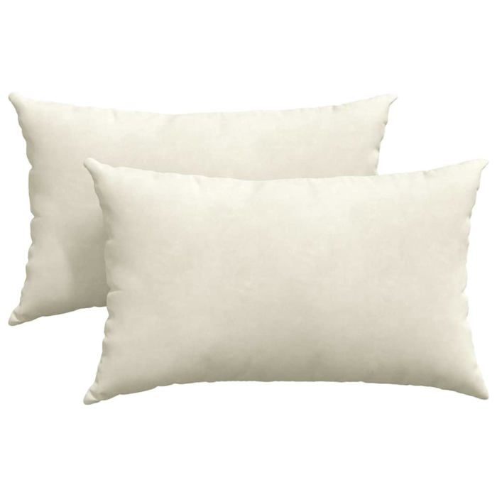 Coussins de canapé en velours côtelé - vidaXL - Crème - 50x30x18 cm - Housses amovibles - Rembourrage polyester