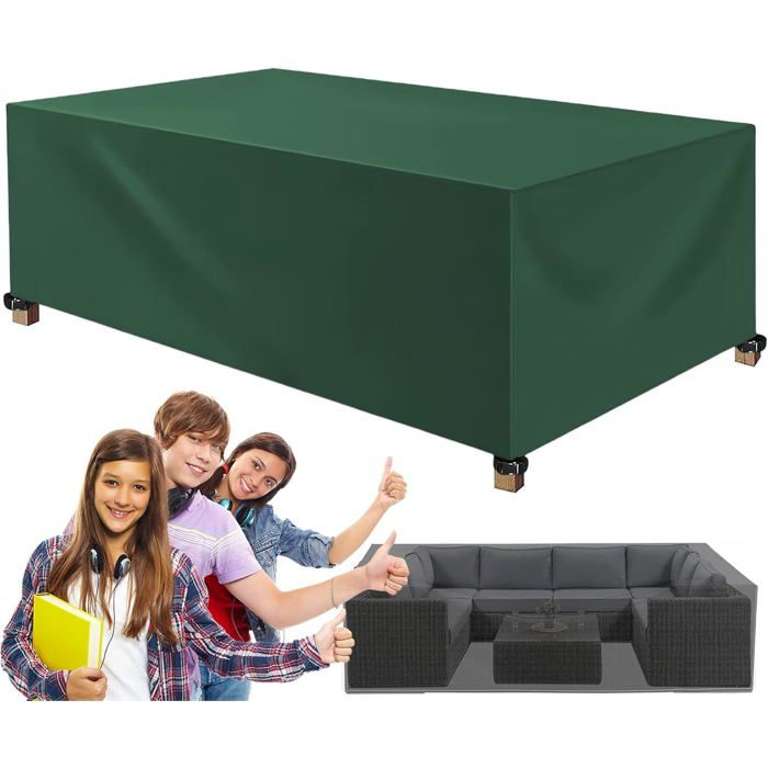Housse table jardin 170 x 80 x 80 cm coupe-vent/anti-UV/au froid protection tables/chaises/canapés vert Label
