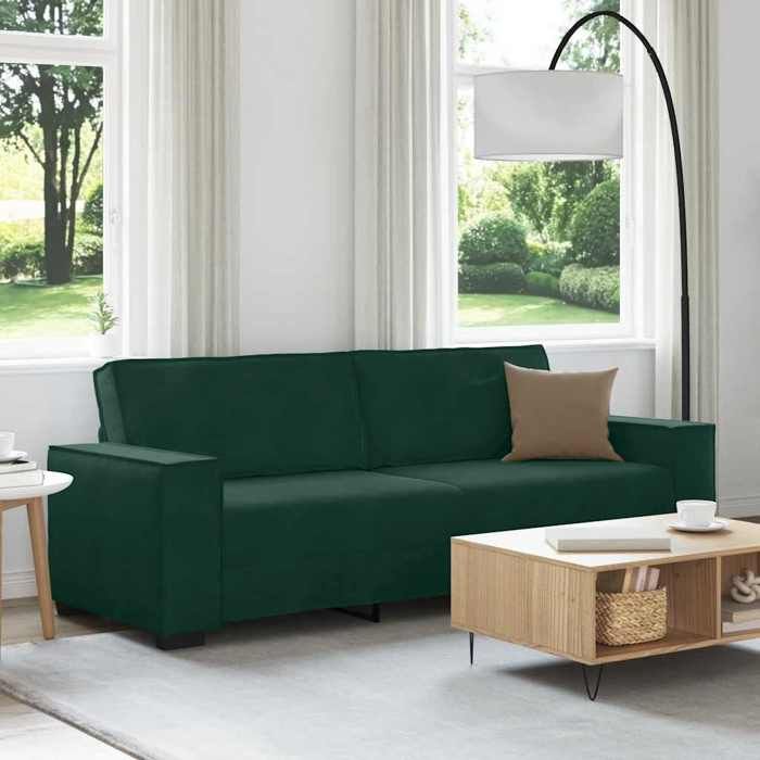 NEW 2026 Canapé moderne - Design ergonomique - pour salon - à 3 places Vert foncé 220x78x84 cm Velours L2582