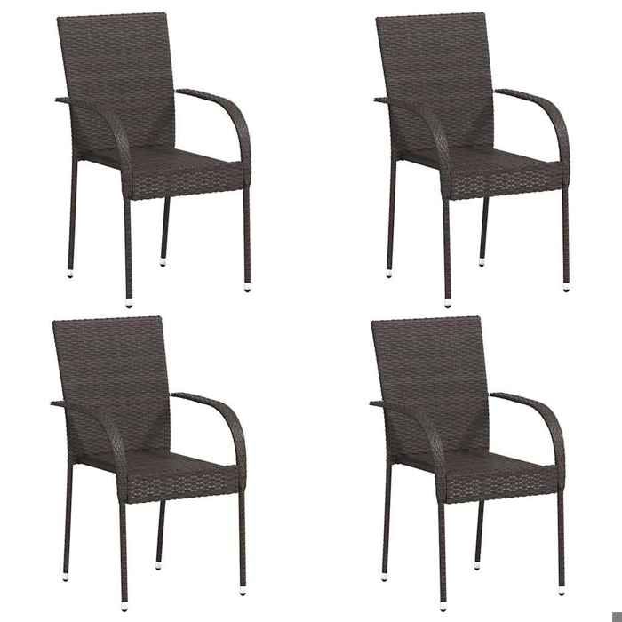 Sales SeasonChaises empilables dextérieur（lot de 4）- SHIELD - Fauteuil/Siège de jardin - Résine tressée Marron 8378132
