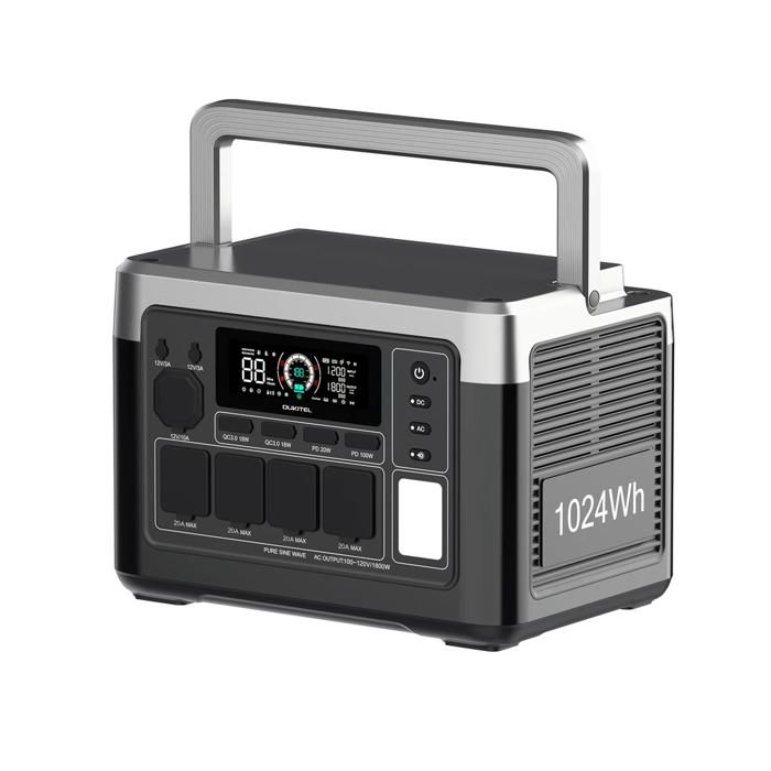 OUKITEL P1000 Plus Centrale Électrique Portable LiFePO4 Batterie Générateur Solaire Electrique 1024Wh 1800W Station Energie