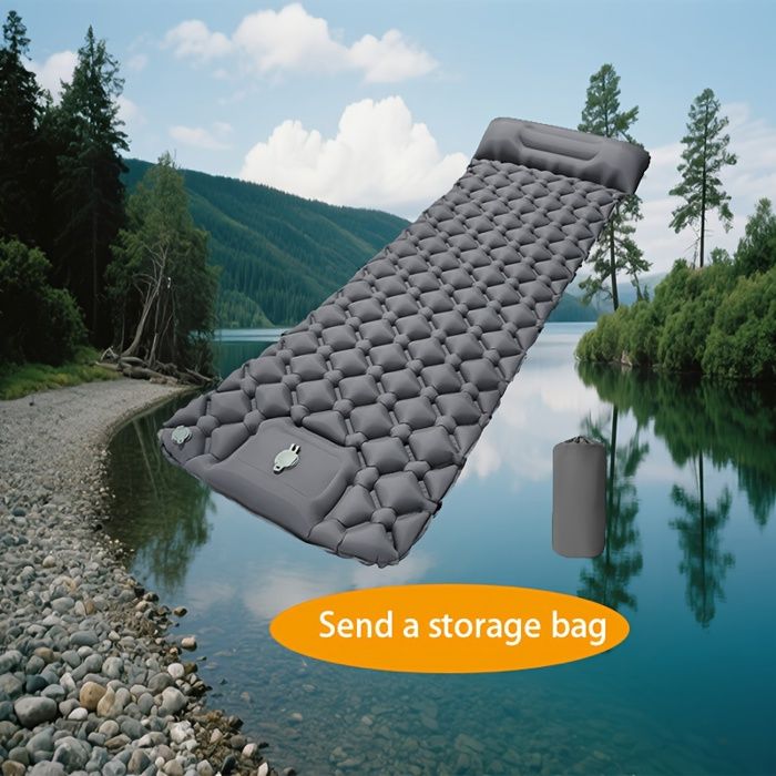 Matelas de camping gonflable dextérieur (Lot de 1) Gonflage rapide en 1 minute + Extra-épais et résistant aux perforations