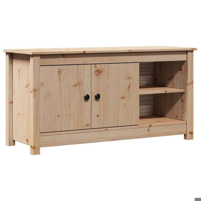 Meuble TV - vidaXL - bois de pin massif - 2 portes - plateau robuste - 103 x 365 x 52 cm 270xhq67w