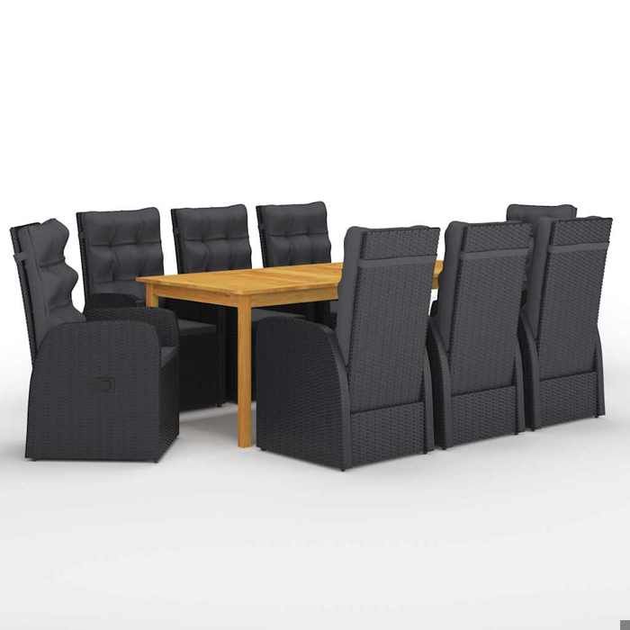 Maison Exclusive - Ensemble à manger de jardin 9 pcs Noir