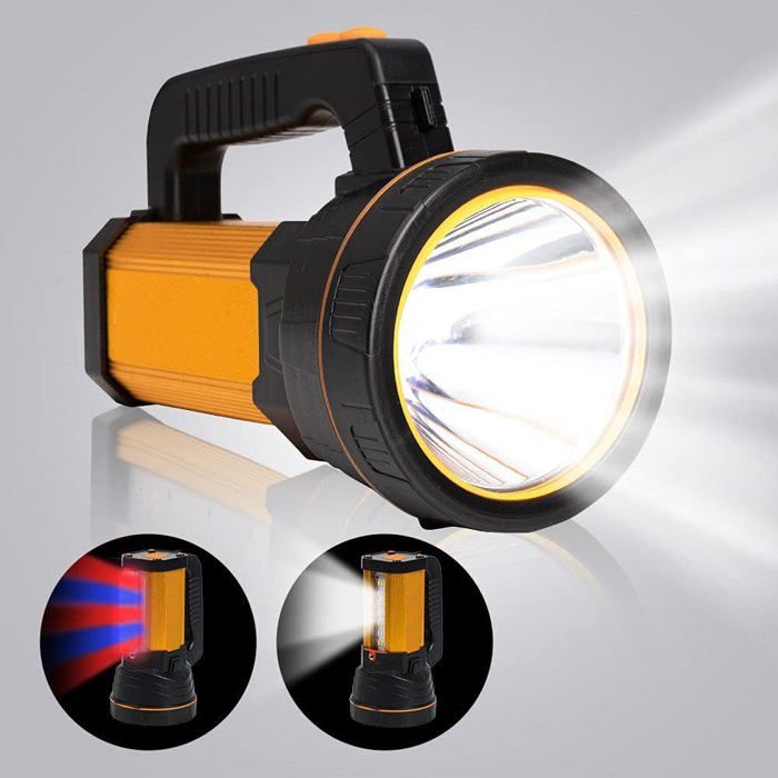 Lampe torche LED rechargeable USB-C batterie 10000 mAh longue portée 800 m haute luminosité lanterne maison extérieur