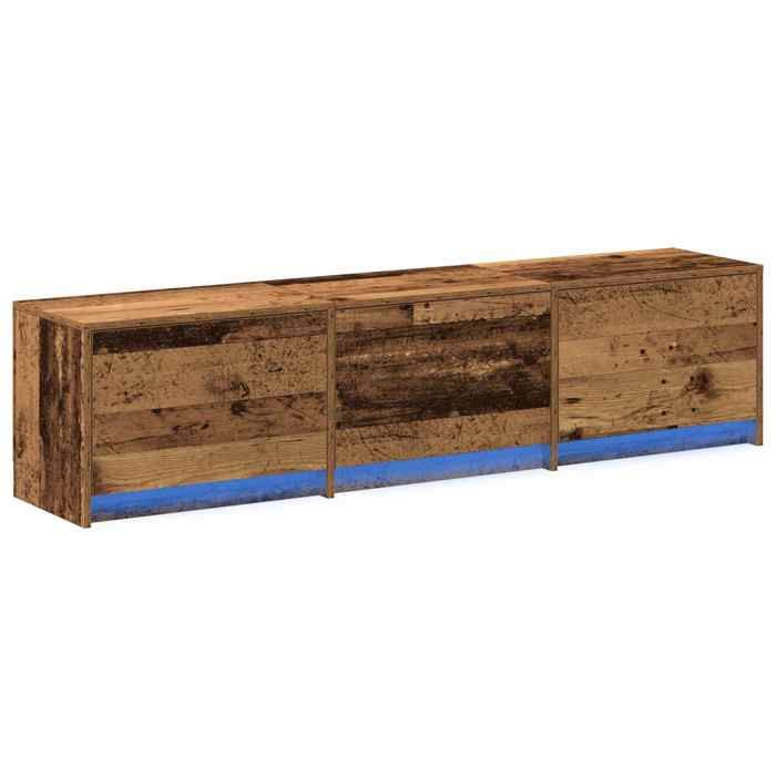 Meuble télé - vidaXL - bois dingénierie - bois ancien - 165 x 34 x 40 cm - 3 tiroirs - LED 7581631